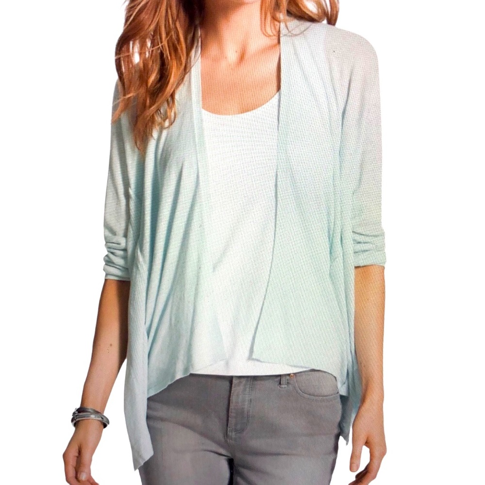 Chico’s Linen Blend Cardigan Pastel Green Sz Medium